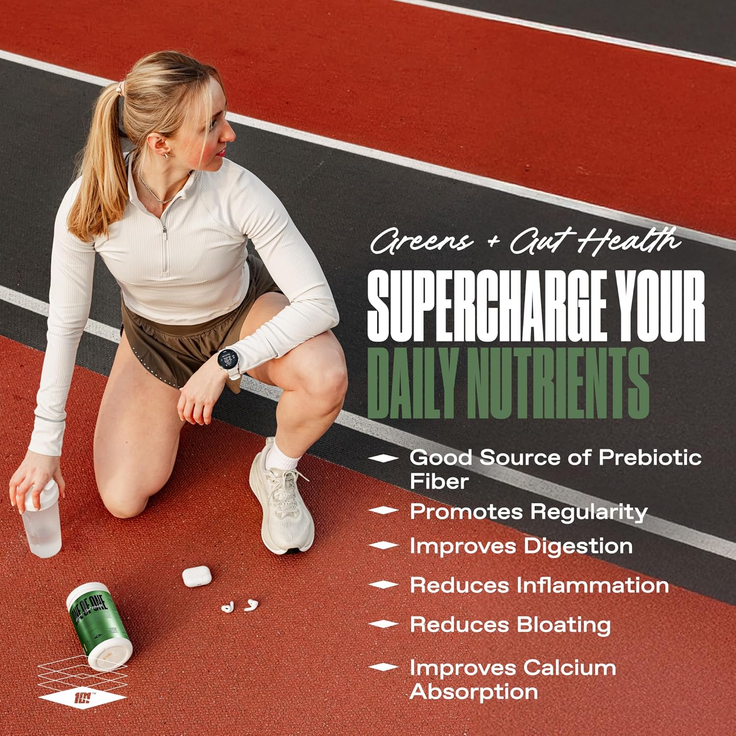 ONE OF ONE Greens & Gut Health – Superfood Greens Powder with Prebiotics, Probiotics & Digestive Enzymes for Gut Health, Immunity & Energy, No Artificial Sweeteners - Lemon Iced Tea, 30 Serving