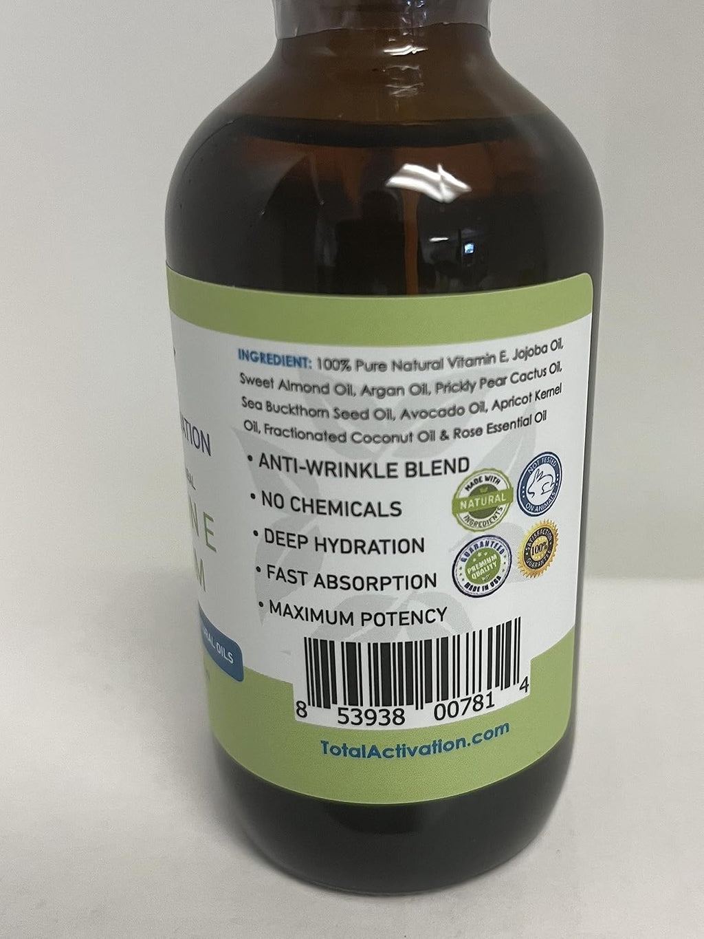 Large 4 oz Organic Vitamin E Oil 100% Pure Cold Pressed for Skin Face Hair Nail Growth, Dry Skin, Body Moisturizer Anti-Aging Skin Moisturizer compare with Vitamin E Cream Scar Minimizer Cream