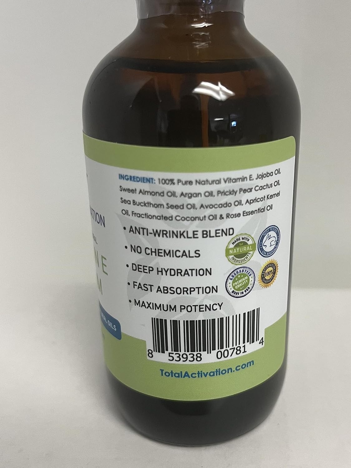 Large 4 oz Organic Vitamin E Oil 100% Pure Cold Pressed for Skin Face Hair Nail Growth, Dry Skin, Body Moisturizer Anti-Aging Skin Moisturizer compare with Vitamin E Cream Scar Minimizer Cream