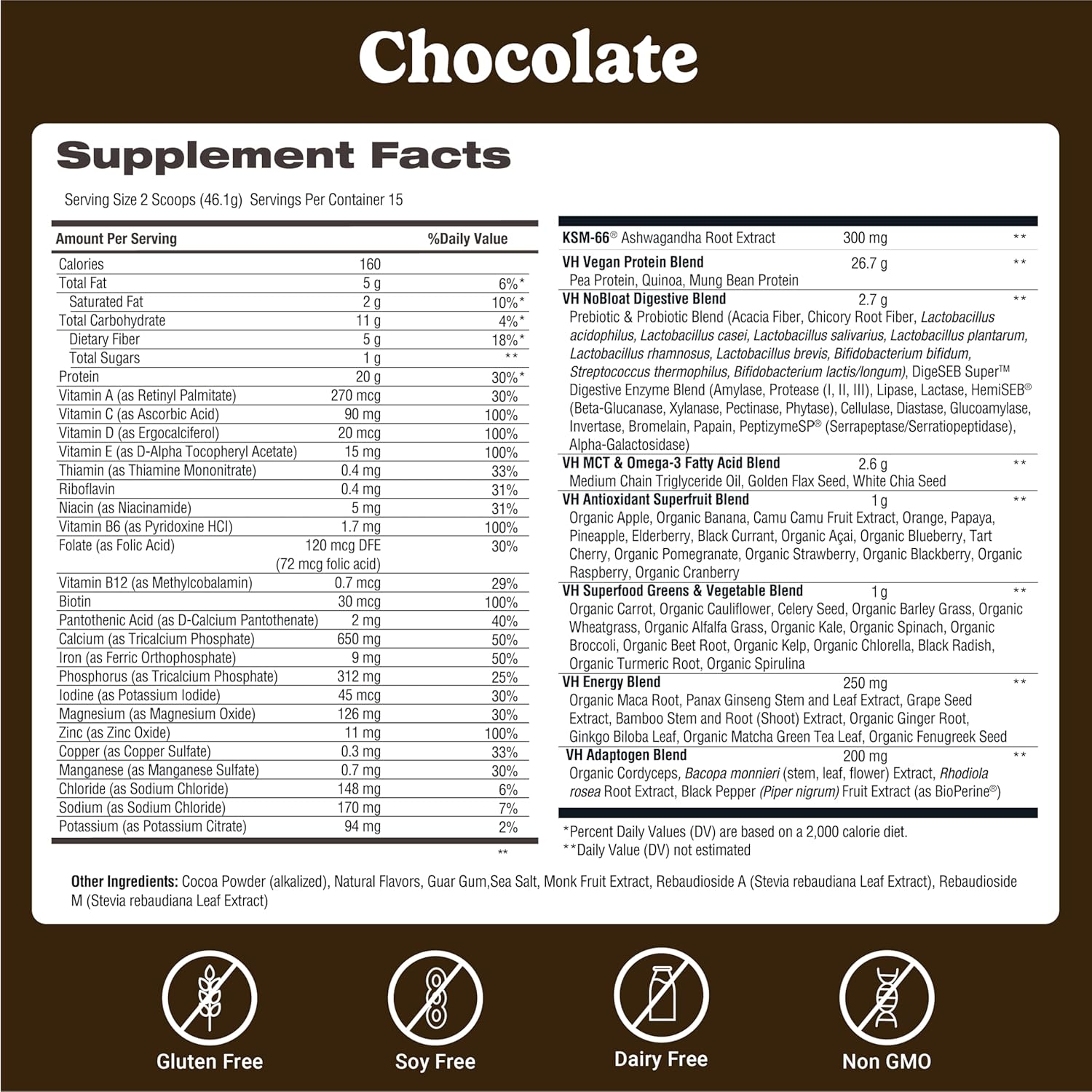 VitaHustle ONE Meal Replacement Shake - Plant Based Protein Powder by Kevin Hart - Vegan, Meal Replacement Powder with Superfoods, Vitamins, Adaptogens & Probiotics - Chocolate Flavor, 15 Servings