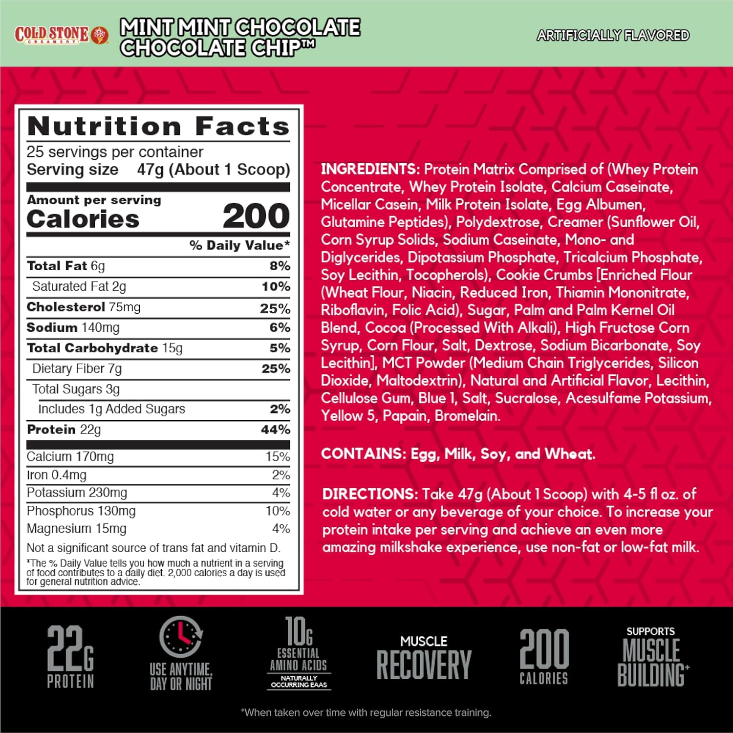 BSN Syntha-6 Whey Protein Powder, Cold Stone Creamery- Mint Mint Chocolate Chocolate Chip Flavor, Micellar Casein, Milk Protein Isolate Powder, 25 Servings