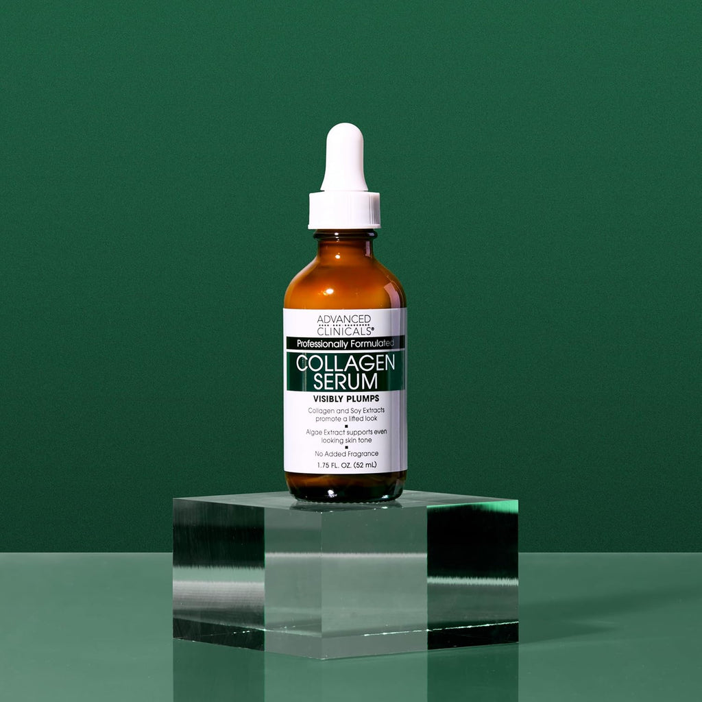 Advanced Clinicals Collagen Serum For Face | Visible Anti Aging Collagen Peptide Serum + Hyaluronic Acid Moisturizer Improves Look Of Wrinkles, Dry Skin, & Fine Lines, No added Fragrance, 2-Pack
