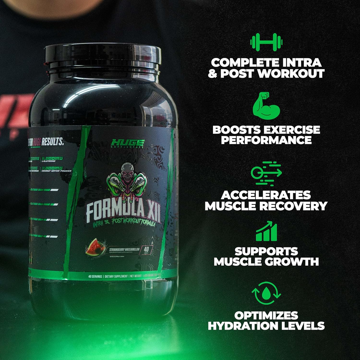 Formula XII Intra Workout Carbs & Post Workout Recovery Powder, Rapidly Absorbed, Boost Exercise Performance, Strength, Endurance & Hydration, 12 Science-Backed Ingredients (Strawberry Watermelon)