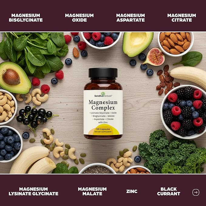 Complete Magnesium Complex 500mg for Women & Men | 240 Capsules | 6 in 1 Mag Supplement with Zinc | Quality Sleep & Muscle Health | Glycinate, Citrate, Malate, Oxide, Aspartate, Lysinate Glycinate