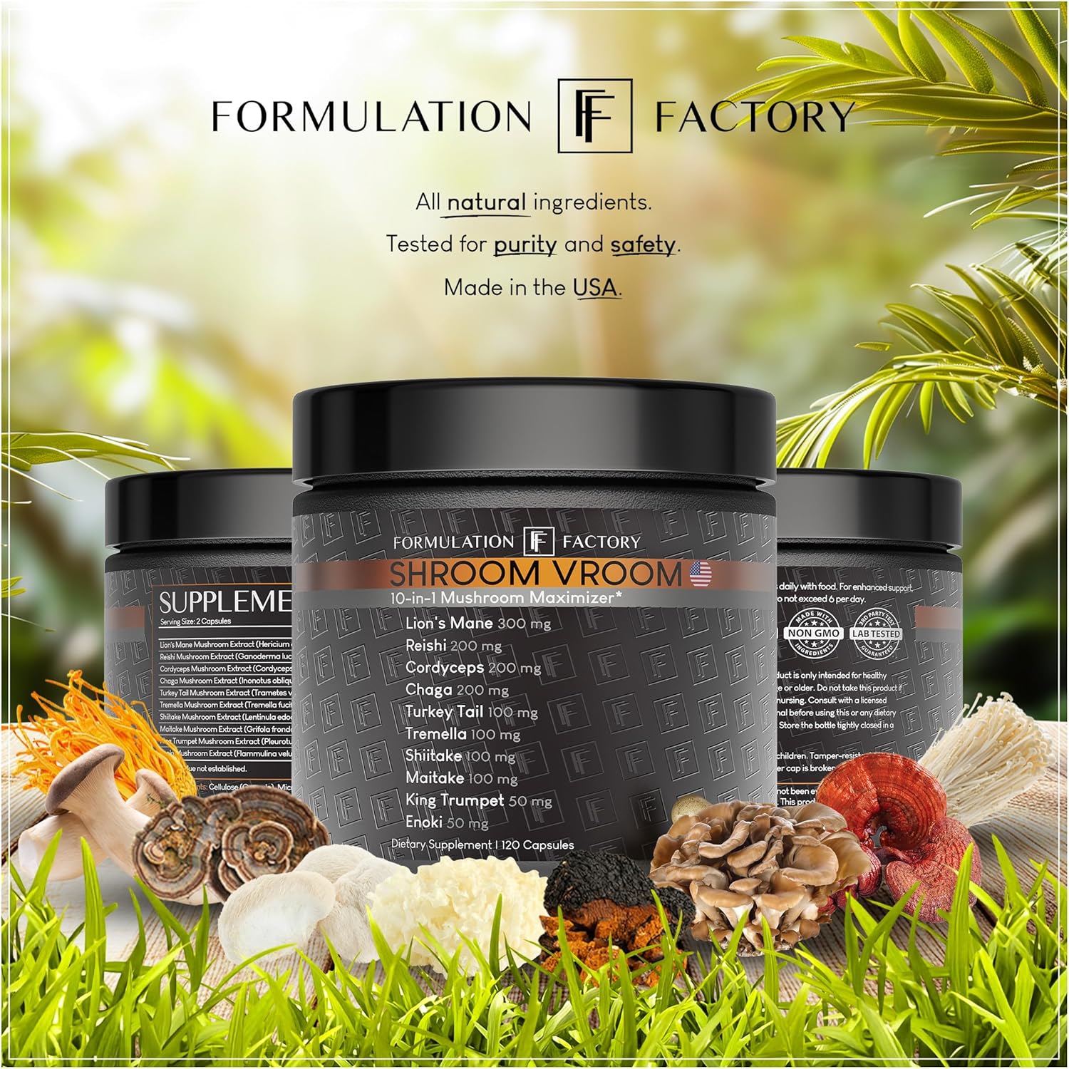 Shroom Vroom: 10-in-1 Mushroom Supplement, Lion’s Mane, Reishi, Cordyceps, Chaga, Turkey Tail, Tremella, Shiitake, Maitake, King Trumpet & Enoki 240 Count (Pack of 2)
