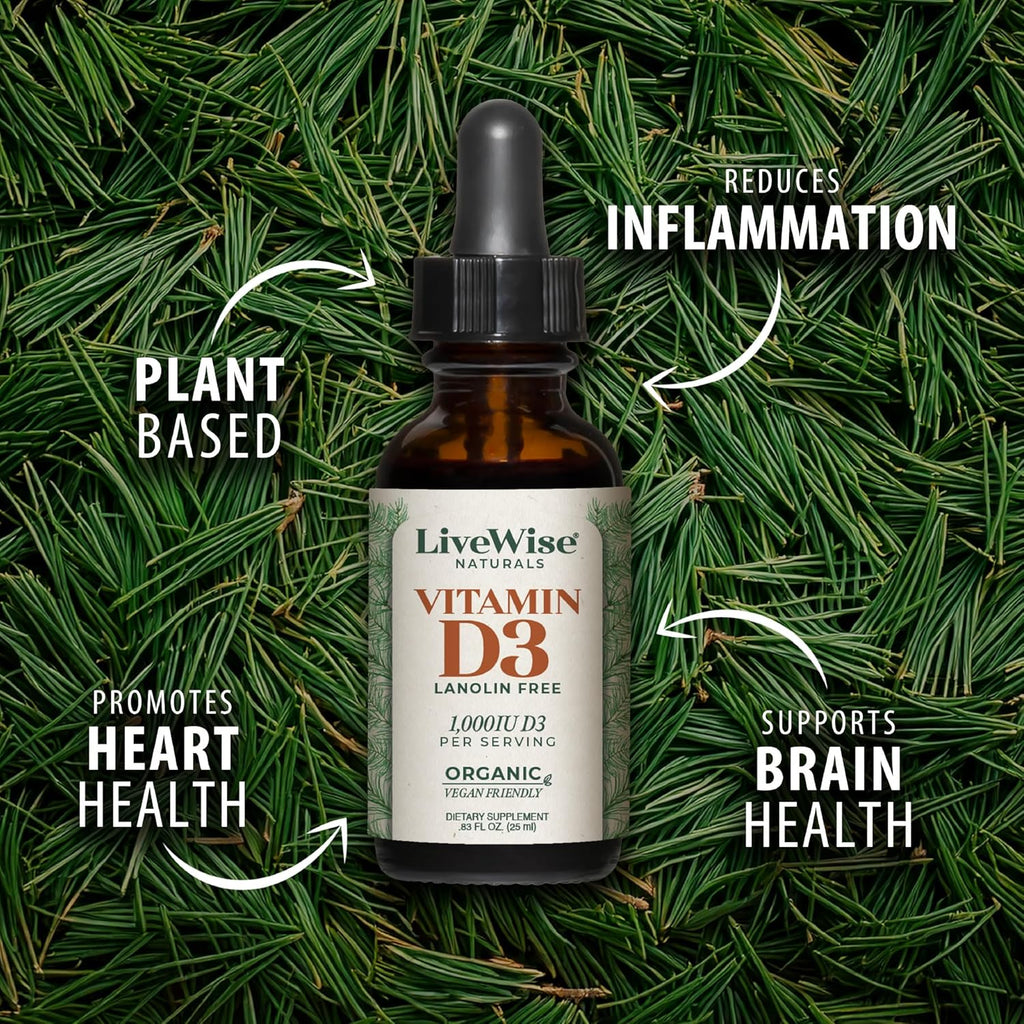 Vitamin D3 Liquid Drops - Organic MCT Oil Formula for Adults - Easy Absorption D3 Supplement for Immune Support & Bone Health 1000 IU