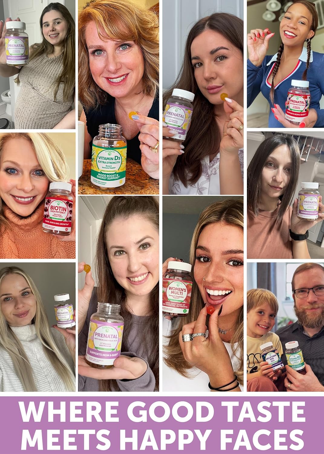 Lunakai USA Made Prenatal Vitamins for Women with Iron & Folic Acid - Delicious Prenatal Gummies, Non-GMO, Gelatin-Free - 6 Pack