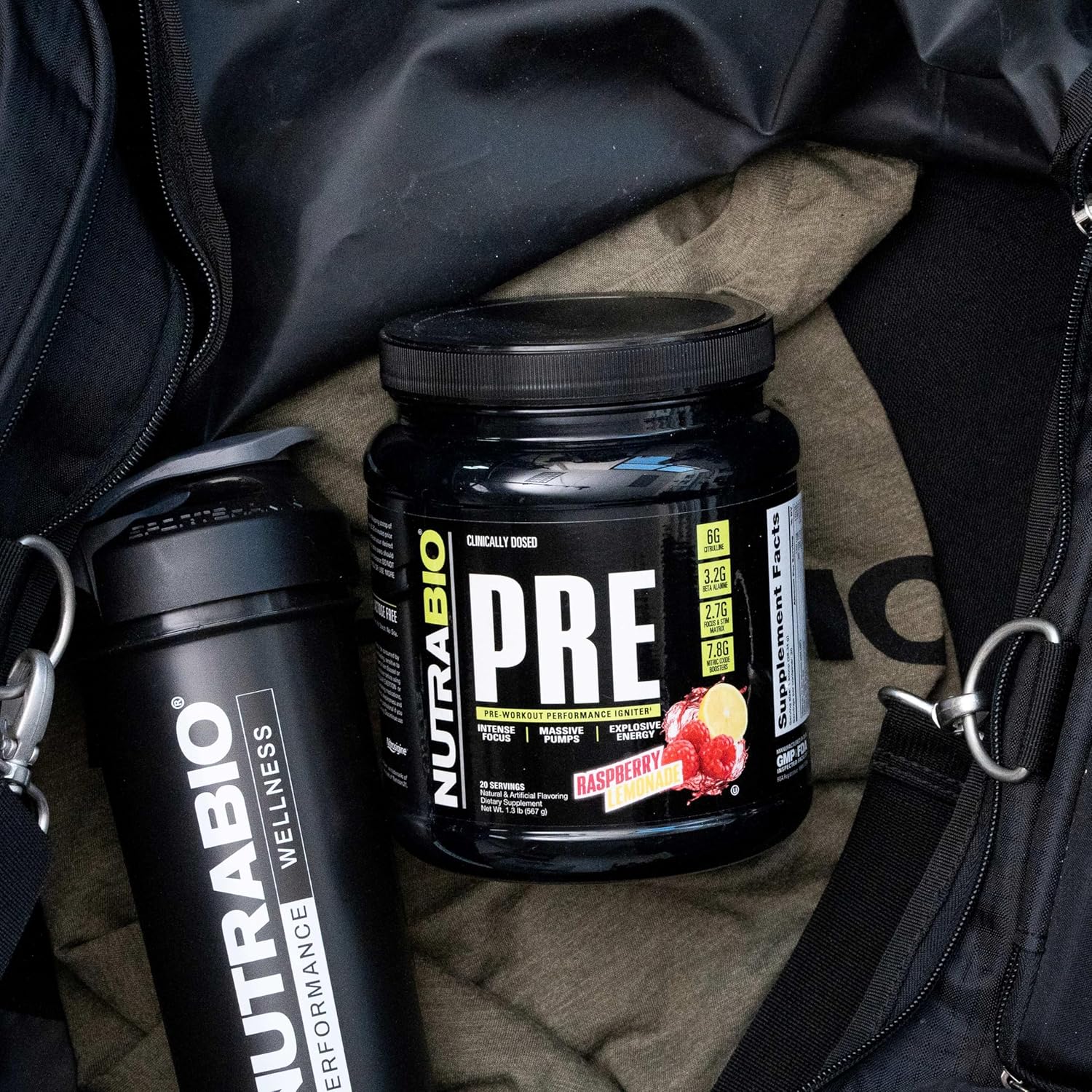 NutraBio PRE Workout Powder - Old Formula- Sustained Energy, Mental Focus, Endurance - Beta Alanine, Creatine, Caffeine, Electrolytes - 20 Servings - Raspberry Lemonade