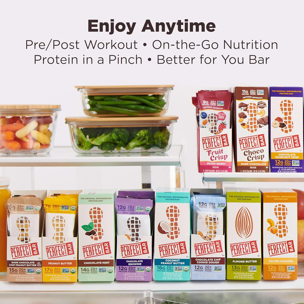 Perfect Bar Original Refrigerated Protein Bar, Peanut Butter Lover's Variety Bundle, 2.2 - 2.5 Ounce Bar, 8 Count