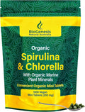 Biogenesis Organic Spirulina, Chlorella & Marine Plant Minerals - 1000 Count (200 mg) | Australian Grown Algae Superfood | Support Energy & Immunity | Vegan Mini Tablets
