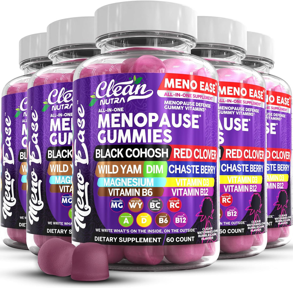 Menopause Supplement For Women Gummies with Black Cohosh, Wild Yam Magnesium, Red Clover For Menopause Relief Hormone Balance Night Sweats Mood Plus Bergamot, Vitamin D3, Vitamin B12, Vitamin B6 Clean