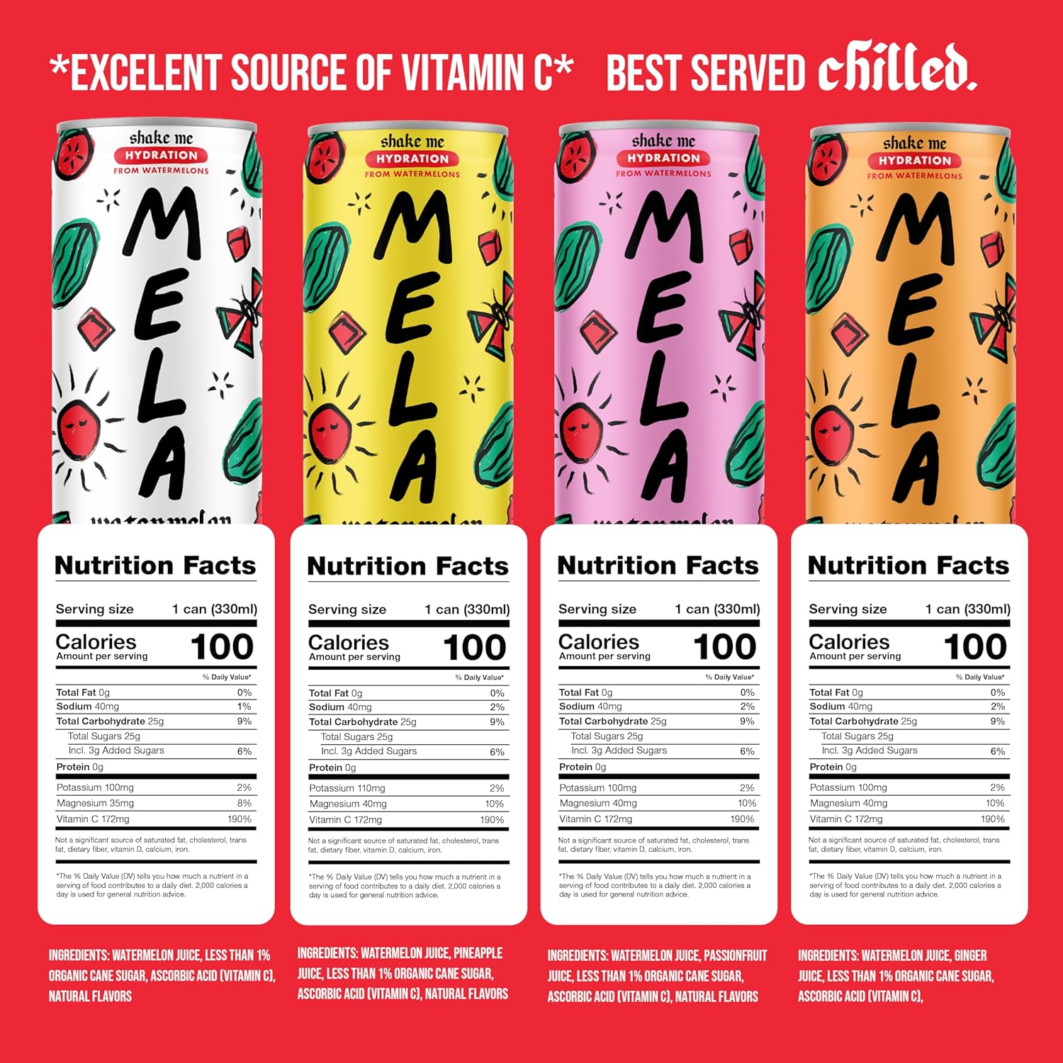 Mela Watermelon Water - Watermelon Juice, 100 Percent Natural Fruit Juice with Vitamin C, Electrolytes, Antioxidants - Coconut Water Alternative, Gluten-Free (Variety, 11.15 fl oz, 12-pack)