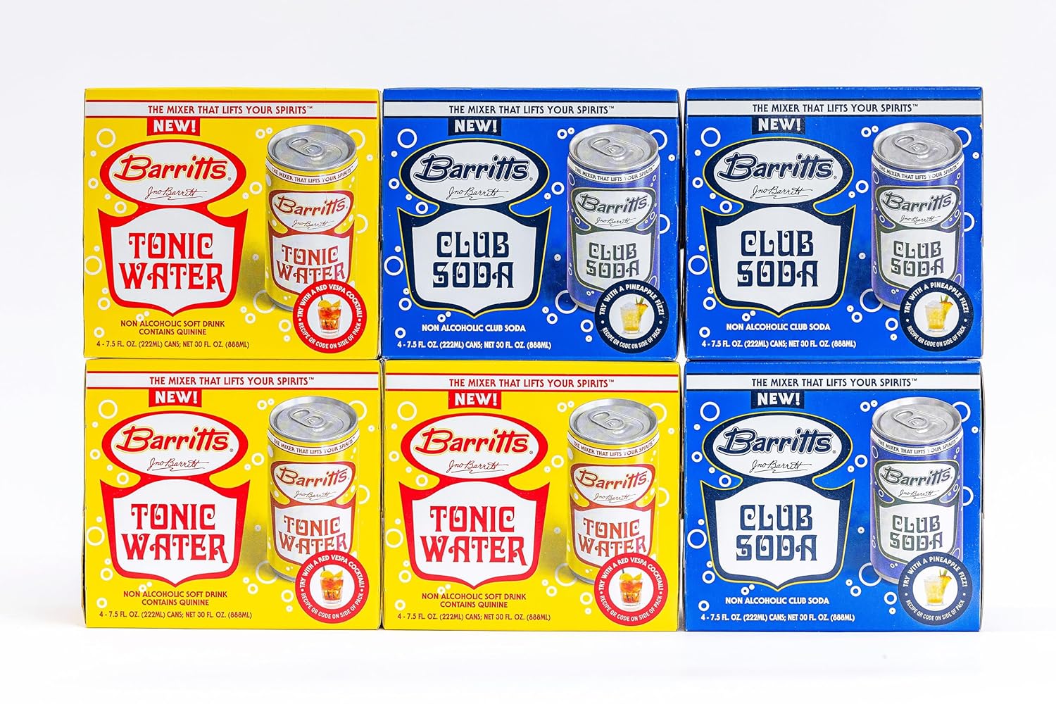 Barritt's Mixers - Club & Tonic Mix, Non-Alcoholic Soda Cocktail Mixer, 7.5 fl oz Cans, 24 Pack, Mini