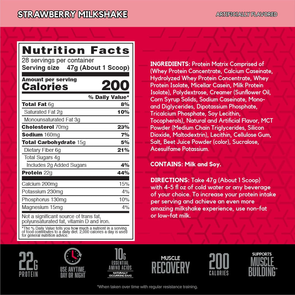 BSN SYNTHA-6 Whey Protein Powder, Strawberry Protein Powder with Micellar Casein, Milk Protein Isolate, Strawberry Milkshake, 28 Servings (Packaging May Vary)