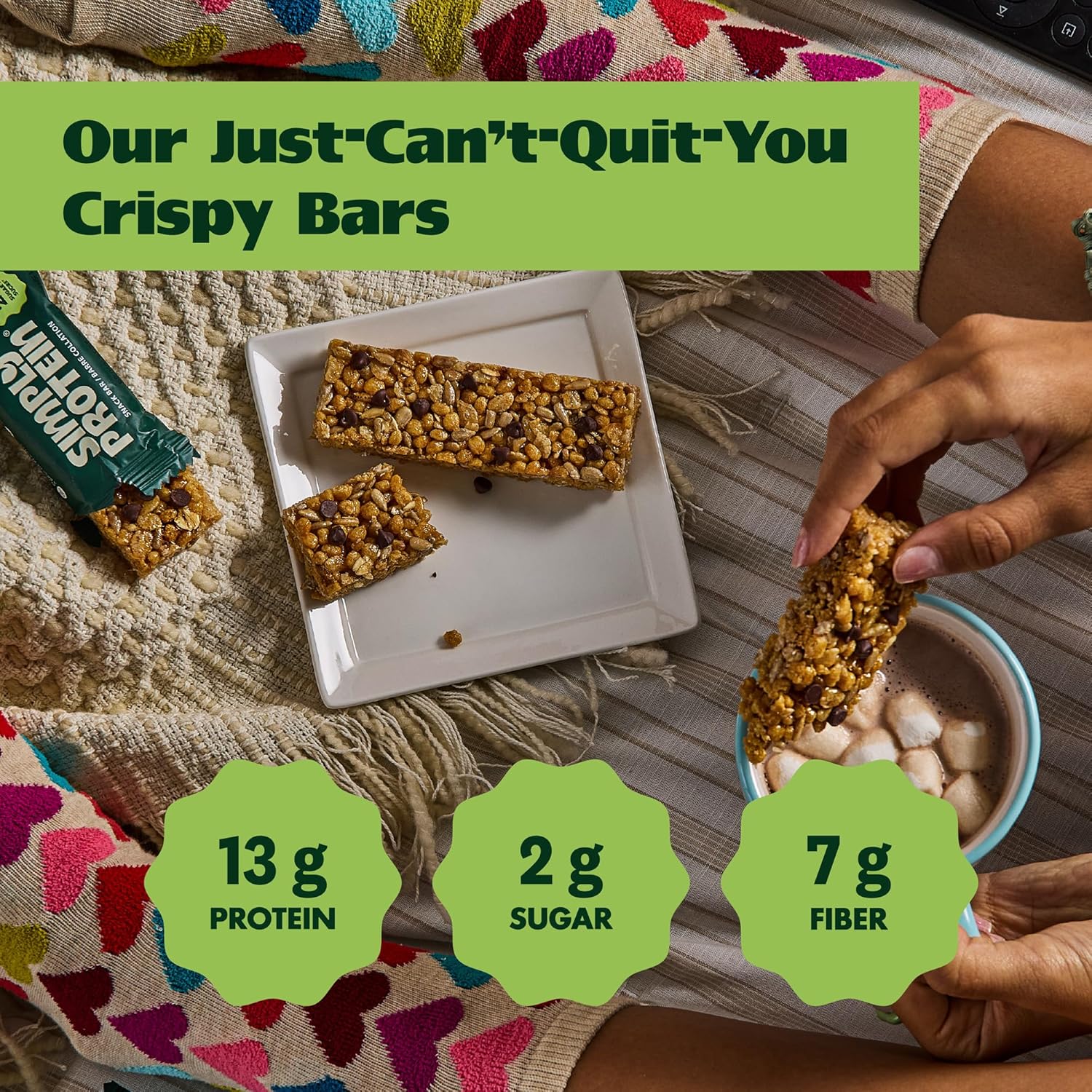 Simply Protein - Crispy Bars Variety Pack, Peanut Butter + Dark Chocolate Almond - Plant Based Protein Bars - 13g Protein, 2g Sugar, 7g Fiber - Vegan, Gluten Free, Non GMO - 16 Bars, 2 Boxes