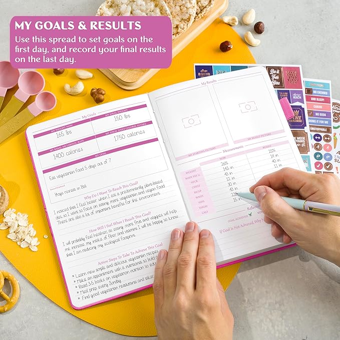 Legend Wellness Planner & Food Journal Pocket – Daily Diet & Health Journal with Weight Loss, Measurement & Exercise Trackers – Lifestyle & Nutrition Diary – Lasts 6 Months, 3.9x6.3″ – Hot Pink