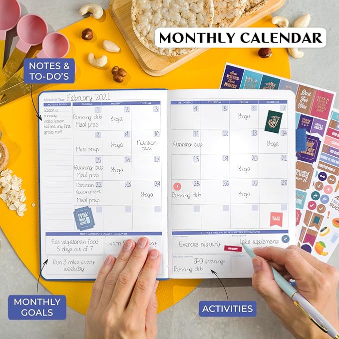 Legend Wellness Planner & Food Journal Pocket – Daily Diet & Health Journal with Weight Loss, Measurement & Exercise Trackers – Lifestyle & Nutrition Diary – Lasts 6 Months, 3.9x6.3″ –Mystic Blue