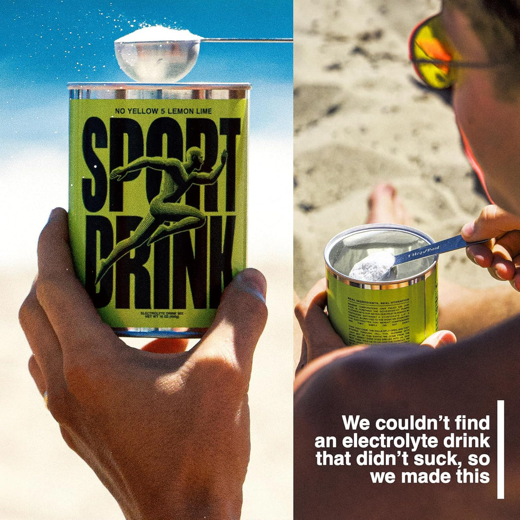 SPORT DRINK Electrolyte Powder, No Yellow 5 Lemon Lime, 30 Servings, Baja Gold™ Mineral Sea Salt, Magnesium Glycinate, No Fake Sugar, No Maltodextrin, No Artificial Dyes, Real Fruit Hydration Supplement (16oz/450g)