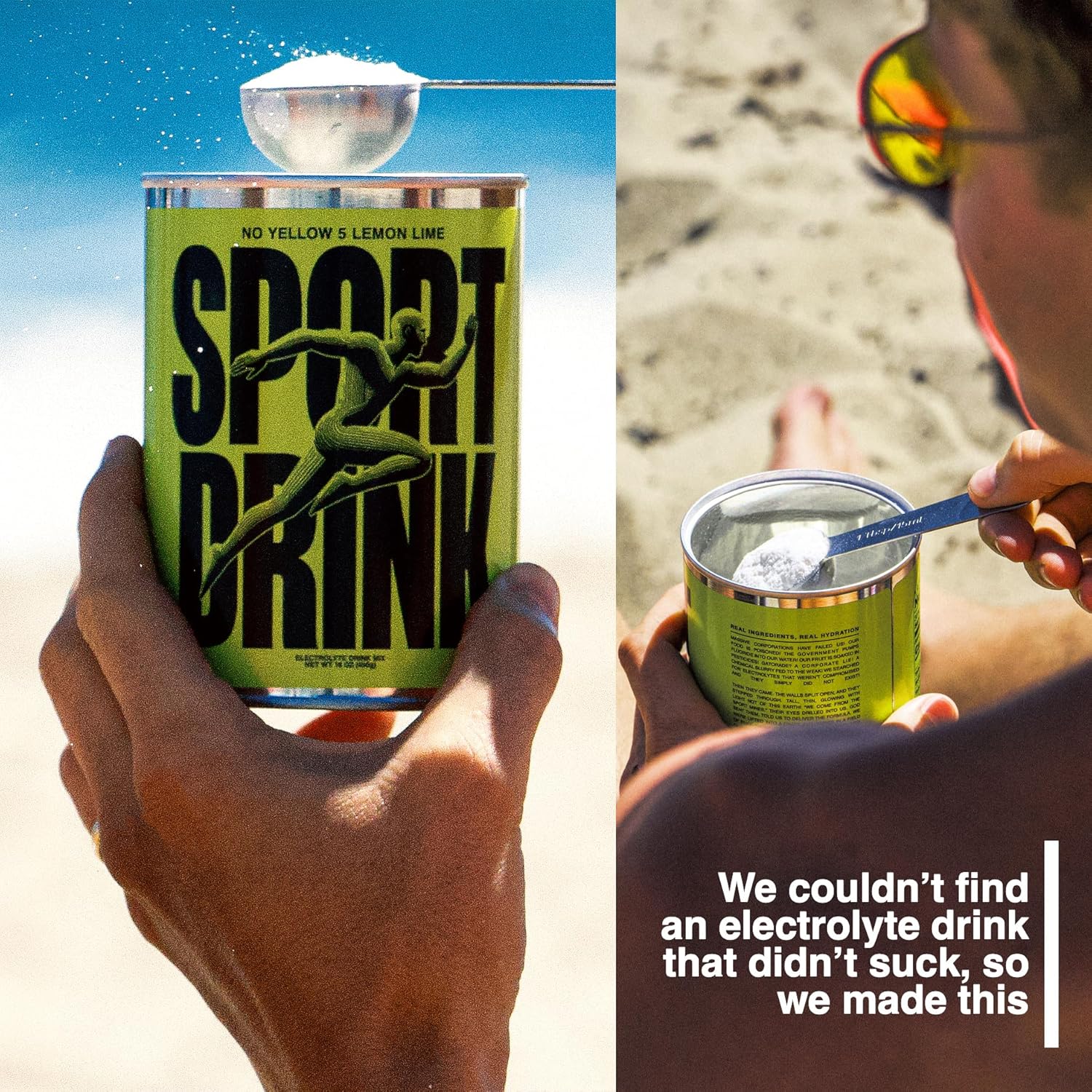 SPORT DRINK Electrolyte Powder, No Yellow 5 Lemon Lime, 30 Servings, Baja Gold™ Mineral Sea Salt, Magnesium Glycinate, No Fake Sugar, No Maltodextrin, No Artificial Dyes, Real Fruit Hydration Supplement (16oz/450g)