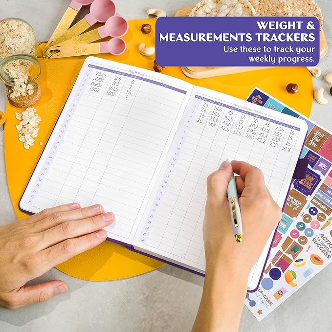 Legend Wellness Planner & Food Journal Pocket – Daily Diet & Health Journal with Weight Loss, Measurement & Exercise Trackers – Lifestyle & Nutrition Diary – Lasts 6 Months, 3.9x6.3″ – Purple