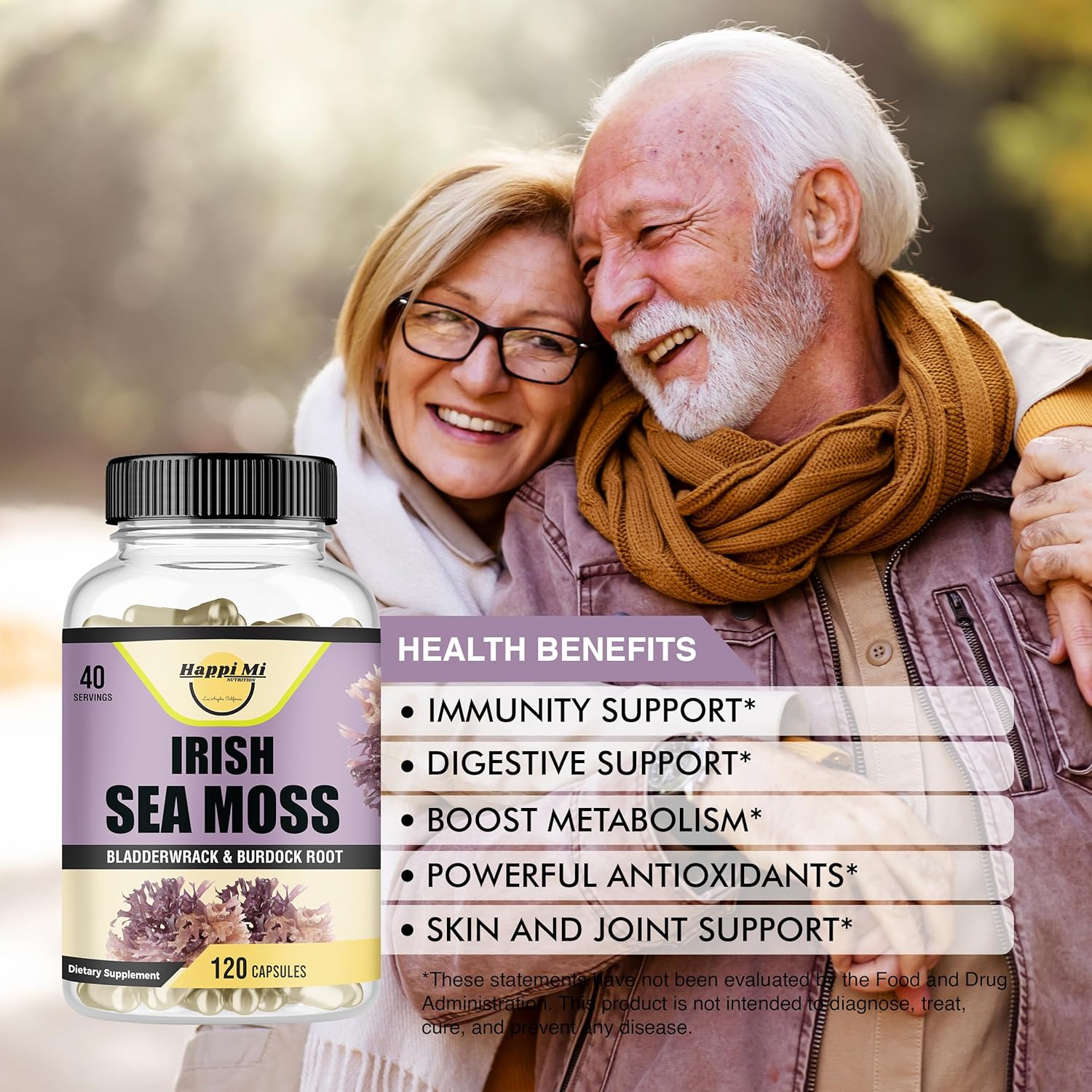 Irish Seamoss Capsules 2625mg per Serving - Made with Organic Seamoss, Bladderwrack & Burdock Root for Digestive & Immune Support