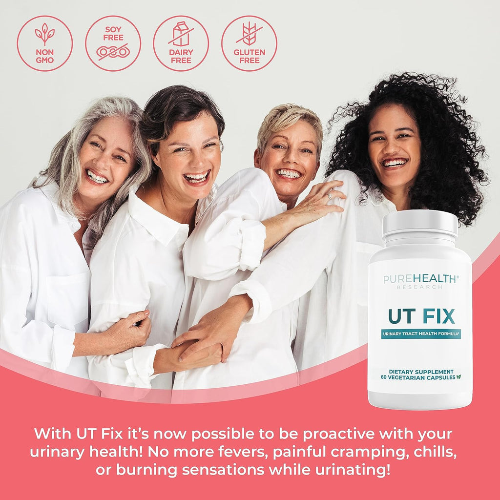 PUREHEALTH RESEARCH UT FIX Urinary Health Supplement - with Vitamin D, D-Mannose, Cranberry Fruit Extract & Bee Propolis - for Women & Men, 60 Capsules