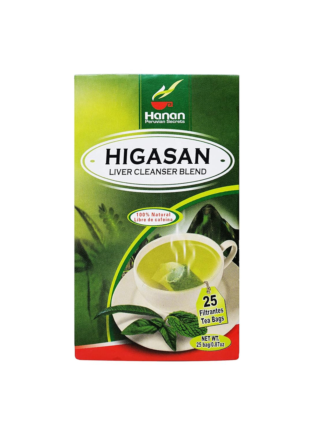 Hanan Peruvian Secrets Higasan Herbal Tea | 100% Natural Liver Cleanser | 25 Tea Bags | Naturally Aids in Cleansing the Liver and Maintaining Healthy Cholesterol Levels