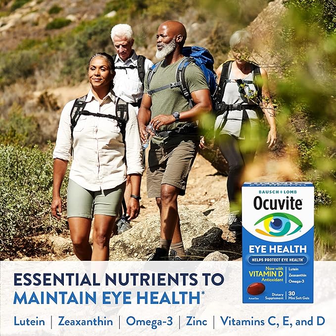 Ocuvite Eye Health, Lutein & Zeaxanthin Supplement, Eye Vitamin with Antioxidant Vitamin D, C, E & Omega-3, Helps Protect Eye Health, 30 Softgels