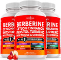 Berberine and Ceylon Cinnamon Supplement - Bitter Melon, Glucomannan, Gymnema Sylvestre, Chromium, Moringa, Milk Thistle, Turmeric, Inositol Pills - 180 Count
