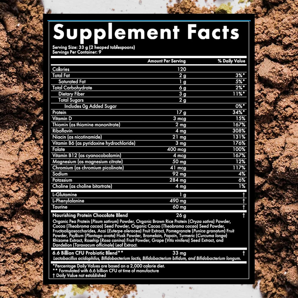 WelleCo, Nourishing Protein, Premium Organic Sprouted Brown Rice & Pea Protein, Chocolate Flavour, 300g (10.5oz) Pouch