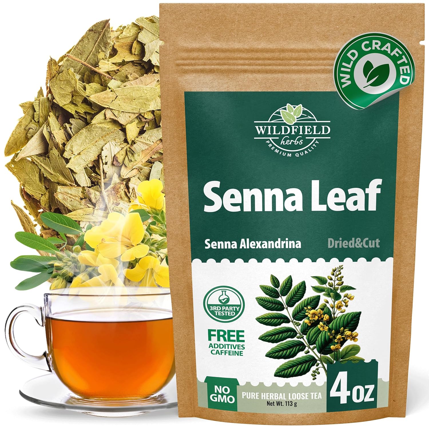 4 oz. Senna Leaf Senna Leaves Tea Bags Herbal Tea (Senna Alexandrina) - 113g Bags Hoja De Sen Hojas De Sen Para Te