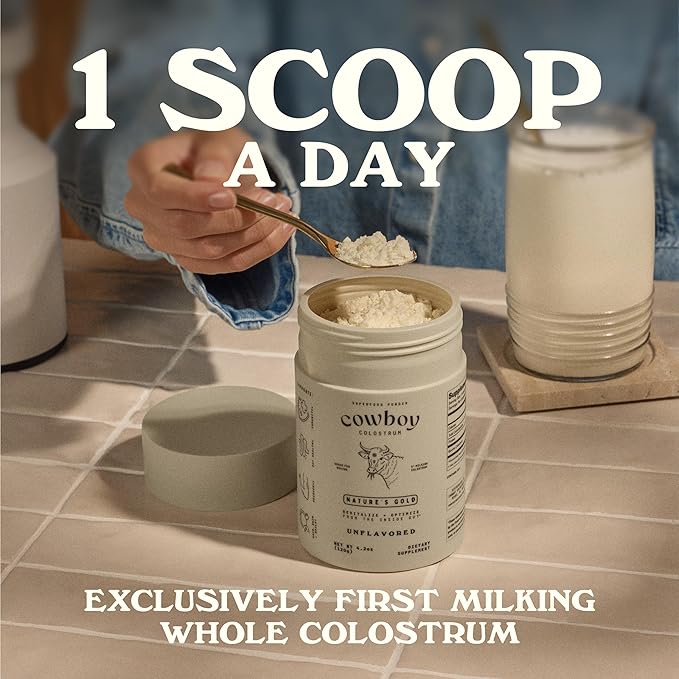 COWBOY COLOSTRUM Powder - Bovine Colostrum Powder for Women & Men - First Day Milking Whole Colostrum - Grass Fed Colostrum Supplement for Gut Health, Immunity, Skin & Hair (Chocolate, 40 Servings)