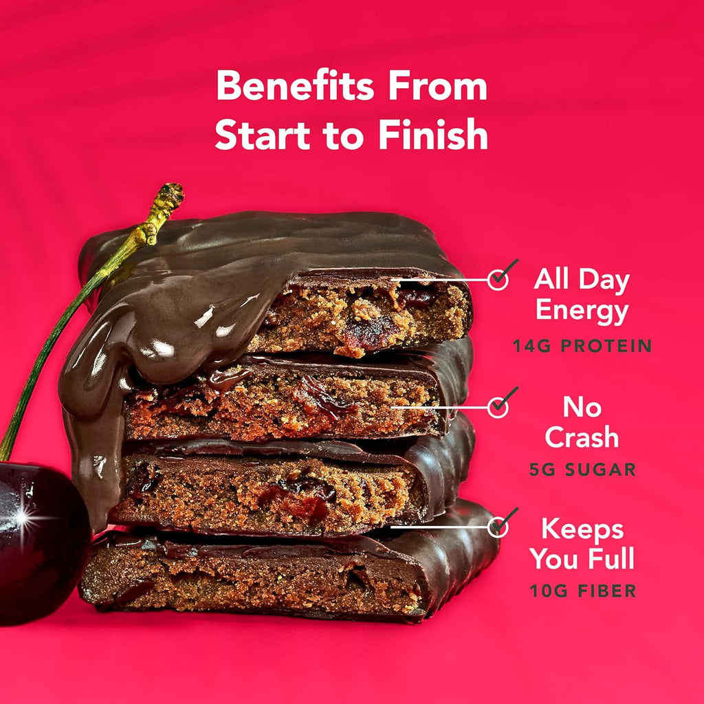 ALOHA Organic Plant Based Protein Bars - Chocolate Cherry - 12 Bars, Vegan, Low Sugar, Gluten-Free, Paleo, Low Carb, Non-GMO, No Stevia, No Erythritol