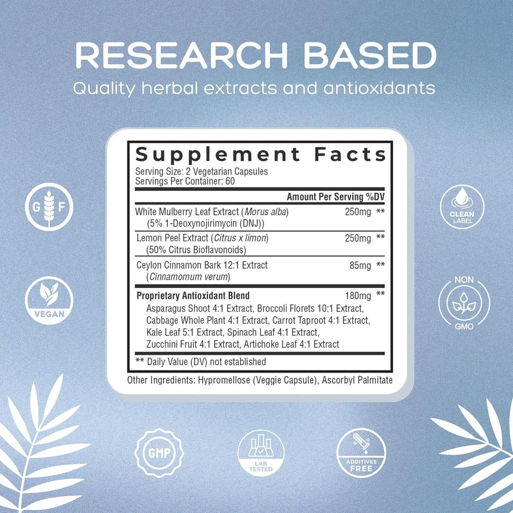 Level Off - Spike Control Supplement 120 Capsules 60 Servings Vegan, Non-GMO, Gluten Free