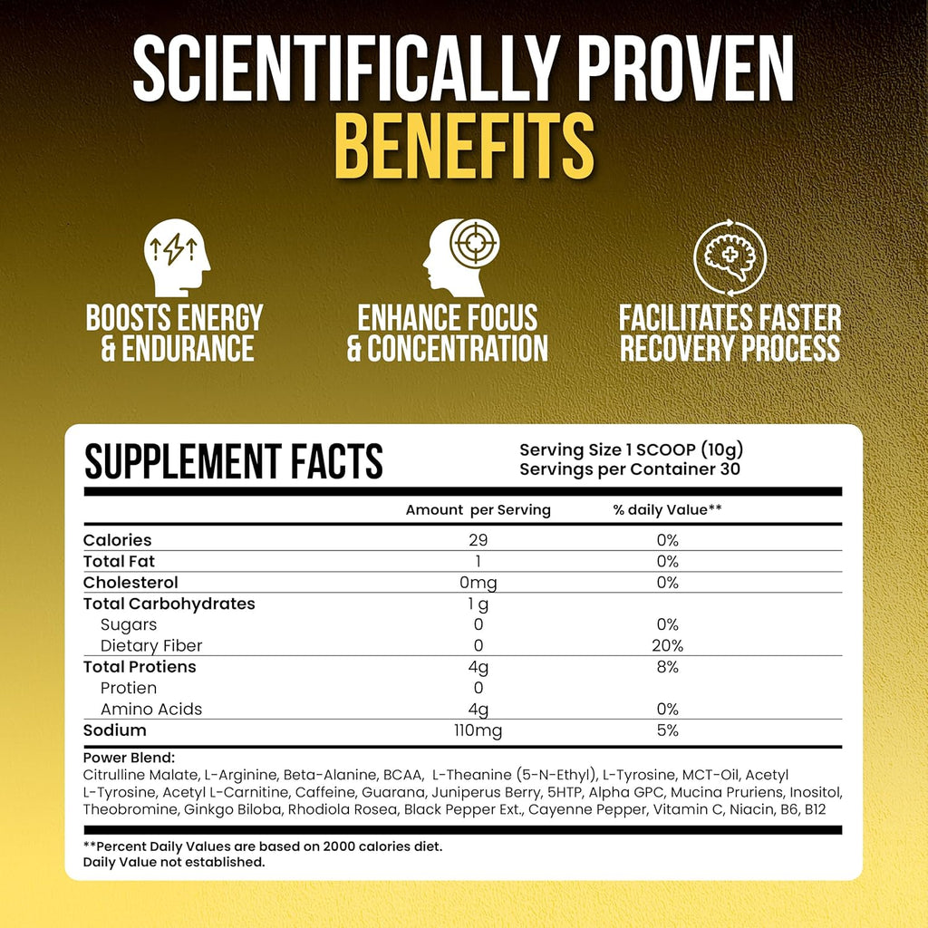 ONESHOT Pre Workout Powder for Men and Women - BCAAS Amino Acids Supplement Powder, 200mg Caffeine, Beta Alanine Powder, Citrulline Malate Preworkout Powder - Pineapple Mango - 30 Servings