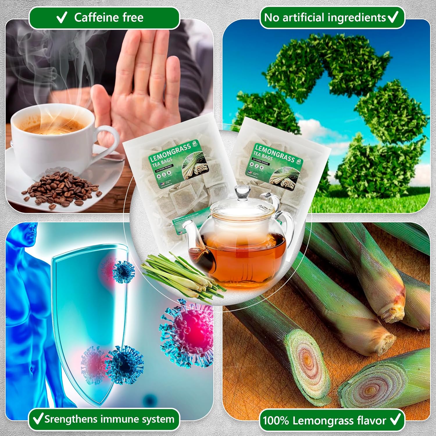 TeaDreamTea Lemongrass 400 Tea Bags - Supports Healthy Digestion - Premium Quality Herbal Tea - Caffeine Free Tea - Enjoy It Hot Or Cold Bulk Tea Bags with Refreshing Herbal TeaNeed