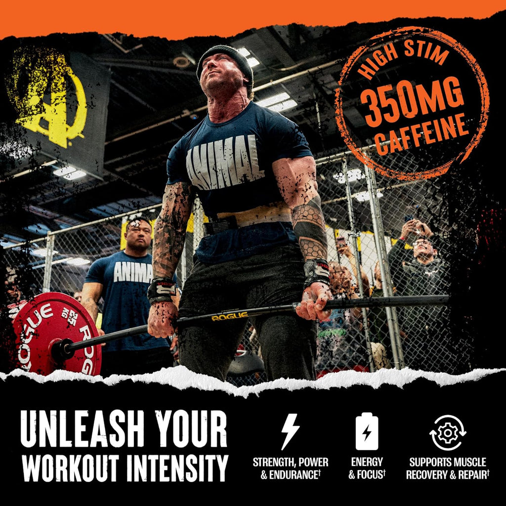Animal Fury - Pre Workout Powder Supplement for Energy and Focus - 5g BCAA, 350mg Caffeine Nitric Oxide Without Creatine - Powerful Stimulant for Bodybuilders - Blue Raspberry