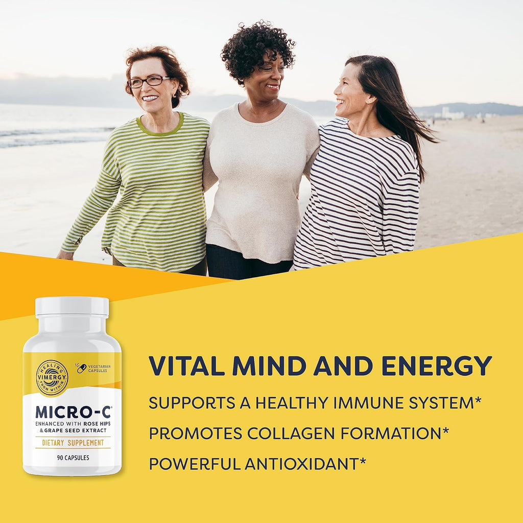 Vimergy Micro-C® Vitamin C Capsules – 500mg per Capsule, Supports Immune Health*, Promotes Collagen Production, Supports Healthy Bones*, Kosher, Vegan & Gluten-Free, Travel Size 90 Capsules