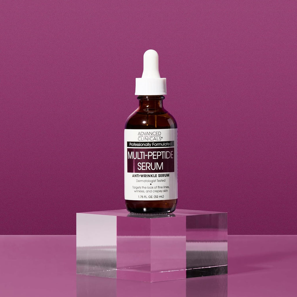Advanced Clinicals Multi Peptides Serum For Face | Visible Anti Aging Hydrating Collagen Peptide Facial Serum With Vitamin E Helps Improve Look Of Wrinkles, Puffiness, & Uneven Skin Tone, 2-Pack