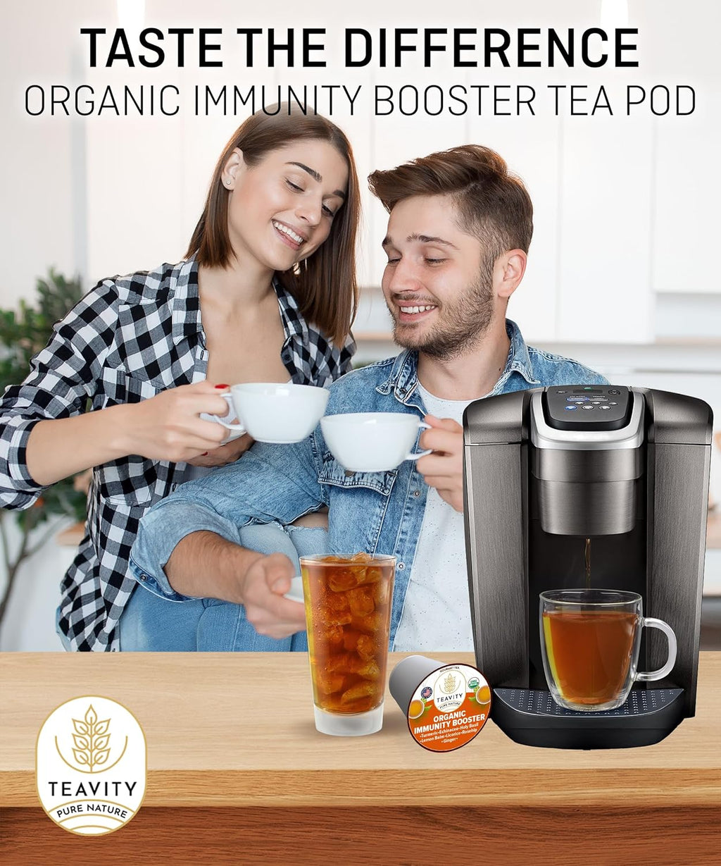 Organic Ginger Tea Pod with Echinacea, Turmeric, and Licorice for Keurig, Decaf by Teavity (36 Tea Pods)