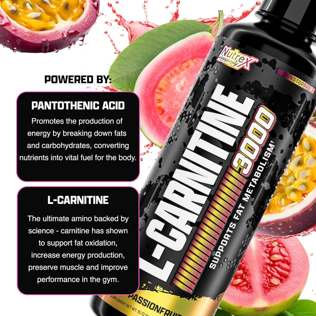 Nutrex Research Liquid Carnitine 3000 | Passionfruit Guava | Premium Liquid Carnitine, Stimulant Free