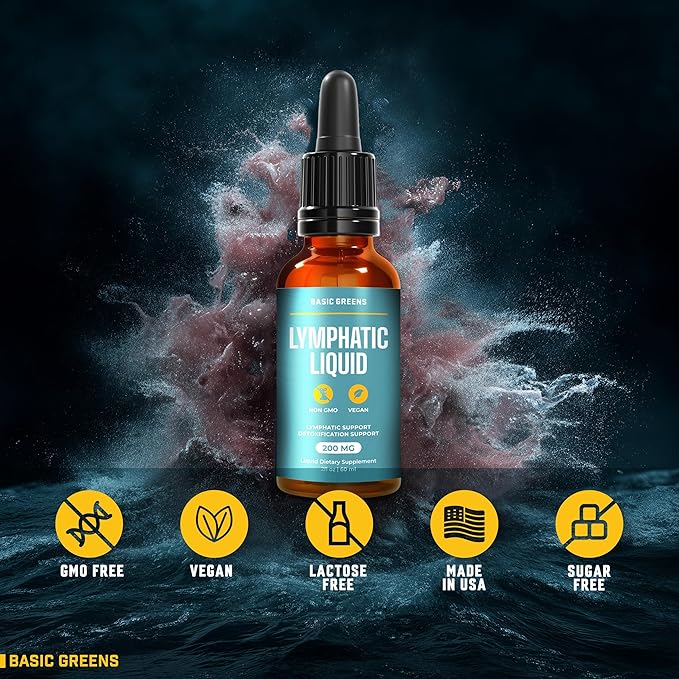 Lymphatic Support Liquid – Natural Immune Booster for Lymphatic Drainage, Fluid Balance, and Daily Cleanse, Easy - Absorb Liquid Formula for Wellness Support, 2 Fl Oz