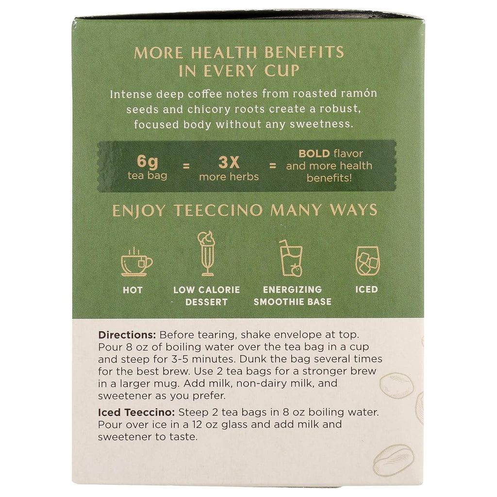 Teeccino French Roast Herbal Tea - Rich & Roasted Herbal Tea That’s Caffeine Free & Prebiotic for Natural Energy, Coffee Alternative, 10 Tea Bags (Pack of 6)