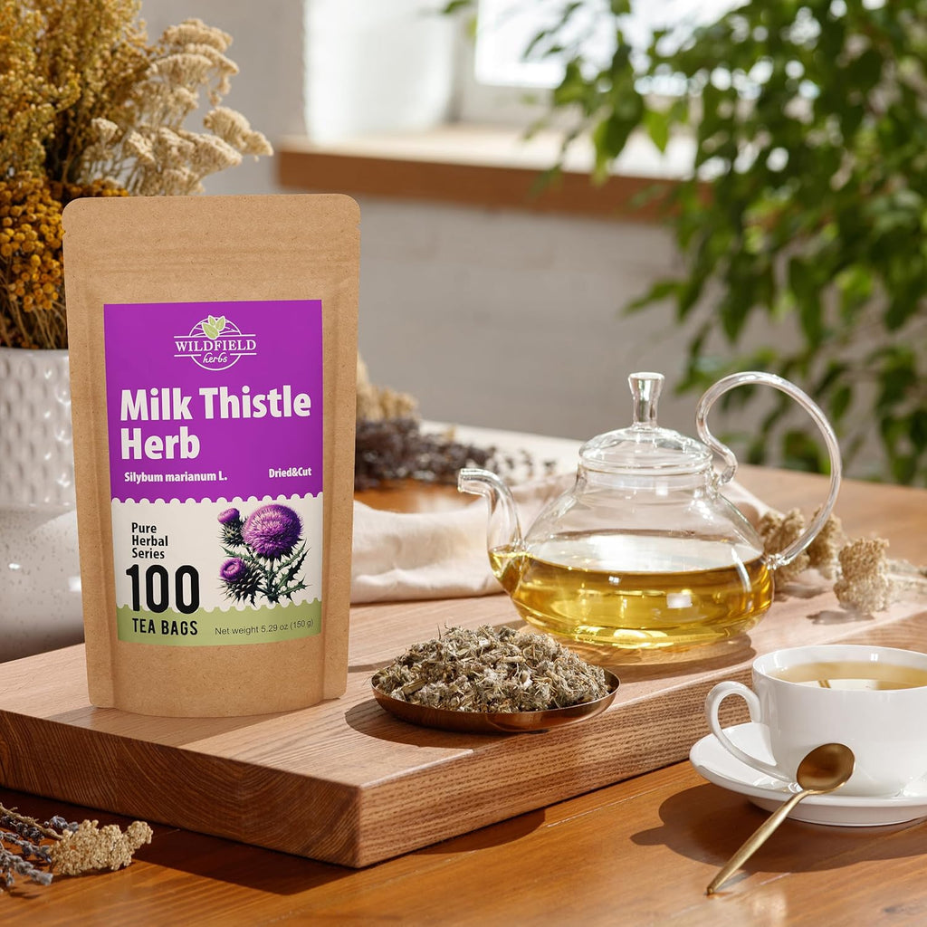 100 Bags Milk Thistle Tea Herb Dried Cardo Mariano Herbal (Silybum Marianum) - 100 Count 1.5g Tea Bags Dry Milk Thistle Herb Cardo De Leche