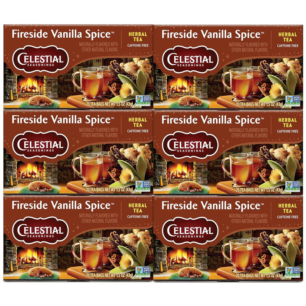 Celestial Seasonings Herbal Tea, Fireside Vanilla Spice, Caffeine Free, 20 Tea Bags (Pack of 6)