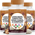Lions Mane Mushroom Supplement with Turkey Tail Reishi Cordyceps Chaga with Marshmallow Root - 180 Count
