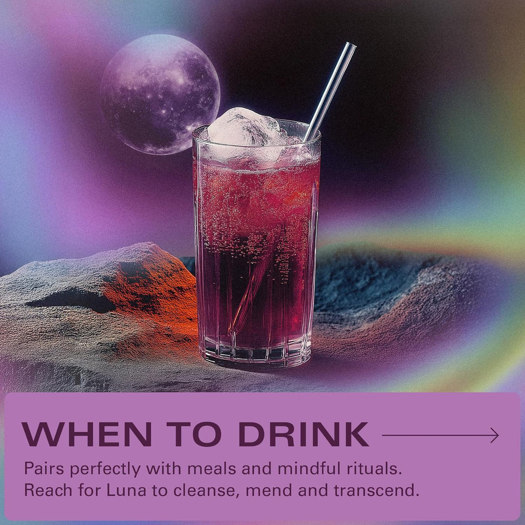 Kin Euphorics Luna Morada Non-Alcoholic Functional Beverage | Metabolic Tonic for Digestive & Liver Support | Caffeine-Free & Functional Beverage | 8 Fl Oz (12pk)