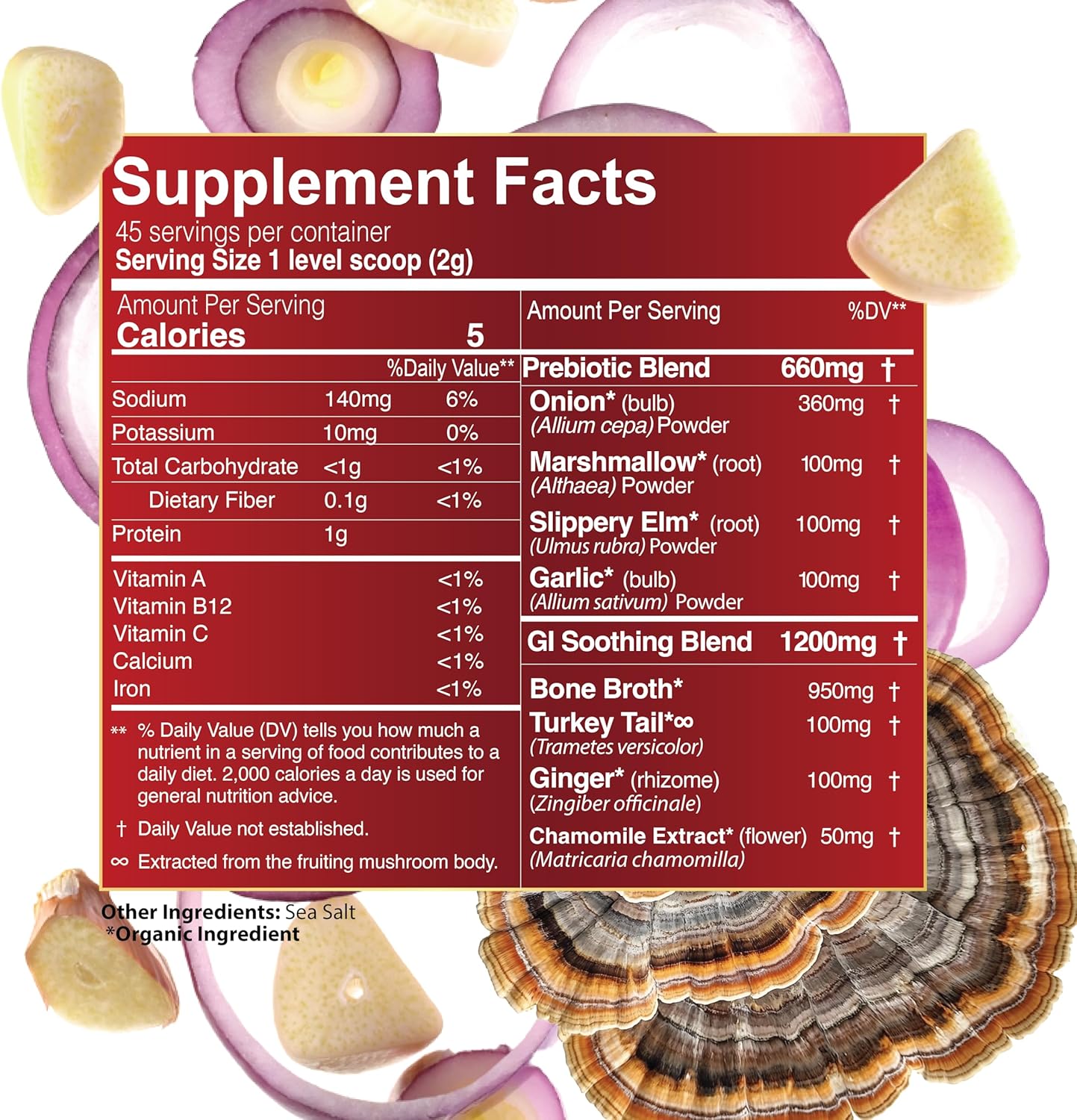 One Farm Superfood Powder Gut Health, Organic Gut Soothing Blend and Prebiotic Blend, Non-GMO, Prebiotics with Bone Broth, Turkey Tail Mushroom, Slippery Elm, and Marshmallow Root for GI Health