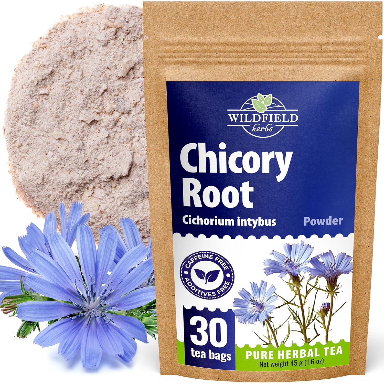 30 Bags Tea Chicory Root Tea Herbal (Cichorium Intybus) - 30 Count 1.5g Bags Chicory Root Herb Achicoria
