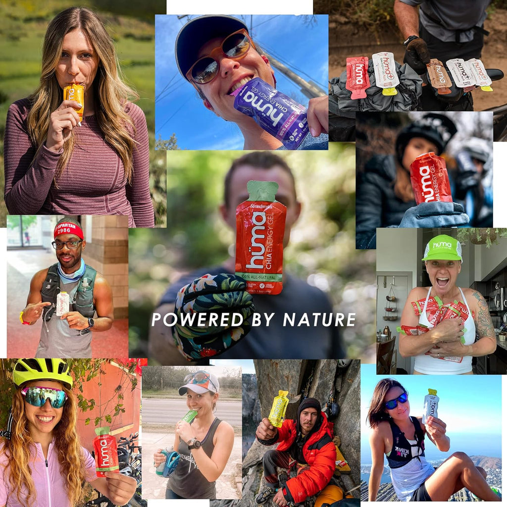 Huma Plus (Double Electrolytes) - Chia Energy Gel, Banana Berry, 24 Gels - Stomach Friendly, Real Food Energy Gels
